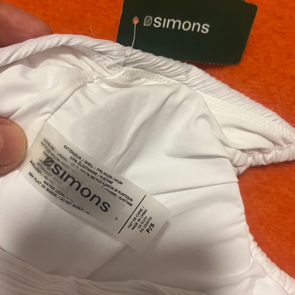 White raised ribbed longline bandeau bikini top NWT - Picture 5 of 7